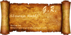 Glovnya Radó névjegykártya